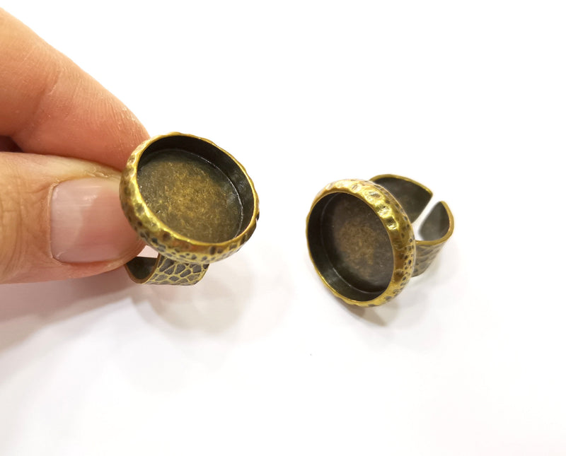 Antique Bronze Ring Blank Setting Cabochon Base inlay Ring Backs Mounting Adjustable Ring Bezel (20mm blank) Antique Bronze Plated G17775