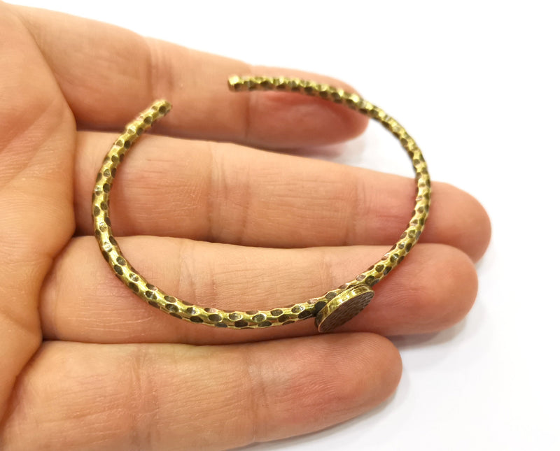 Bracelet Blank Cuff Blank Glass Cabochon Base Hammered Adjustable Antique Bronze Bracelet (12mm ) G17778