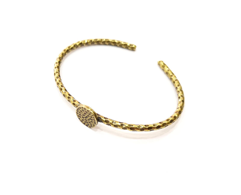 Bracelet Blank Cuff Blank Glass Cabochon Base Hammered Adjustable Antique Bronze Bracelet (12mm ) G17778
