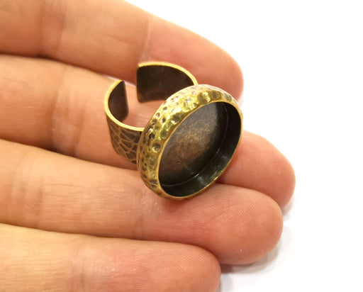 Antique Bronze Ring Blank Setting Cabochon Base inlay Ring Backs Mounting Adjustable Ring Bezel (20mm blank) Antique Bronze Plated G17775