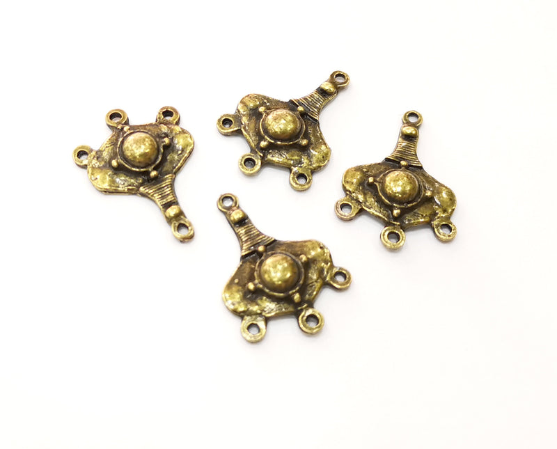 6 Antique Bronze Charm Connector Antique Bronze Plated Charm (25x18mm) G17782
