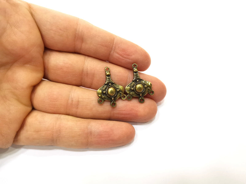 6 Antique Bronze Charm Connector Antique Bronze Plated Charm (25x18mm) G17782
