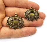 2 Antique Bronze Charm Connector Antique Bronze Plated Charm (32x29mm) G17783