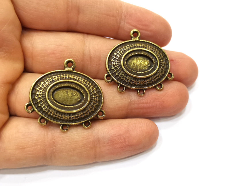 2 Antique Bronze Charm Connector Antique Bronze Plated Charm (32x29mm) G17783