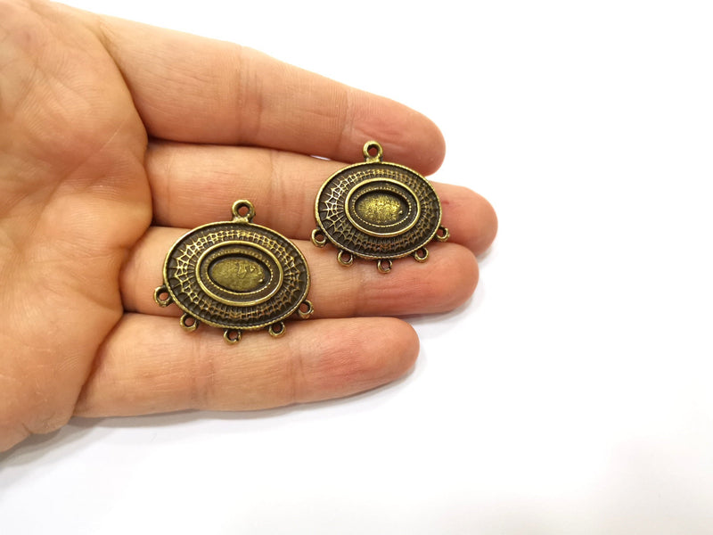 2 Antique Bronze Charm Connector Antique Bronze Plated Charm (32x29mm) G17783