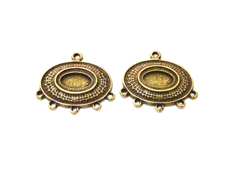 2 Antique Bronze Charm Connector Antique Bronze Plated Charm (32x29mm) G17783