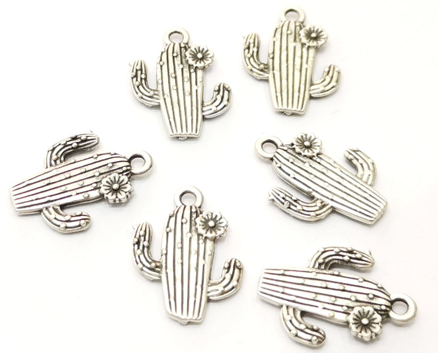 60 Cactus Charms Antique Silver Plated Charms (20x15mm)  G18412