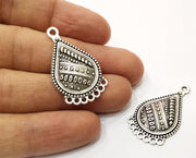 2 Silver Drop Charms Antique Silver Plated Charms (36.5x21mm)  G17959