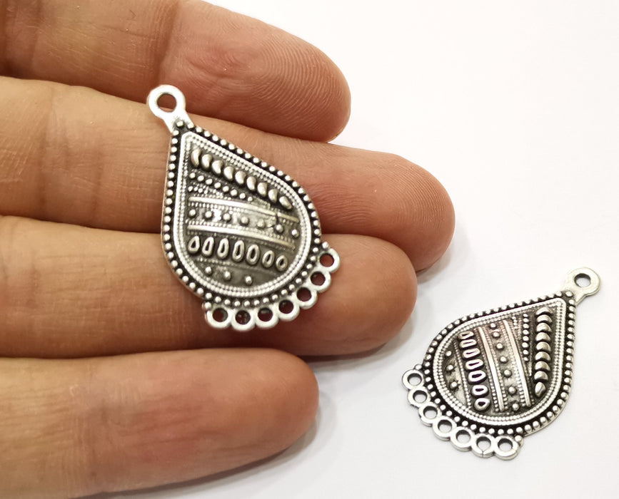 2 Silver Drop Charms Antique Silver Plated Charms (36.5x21mm)  G17959