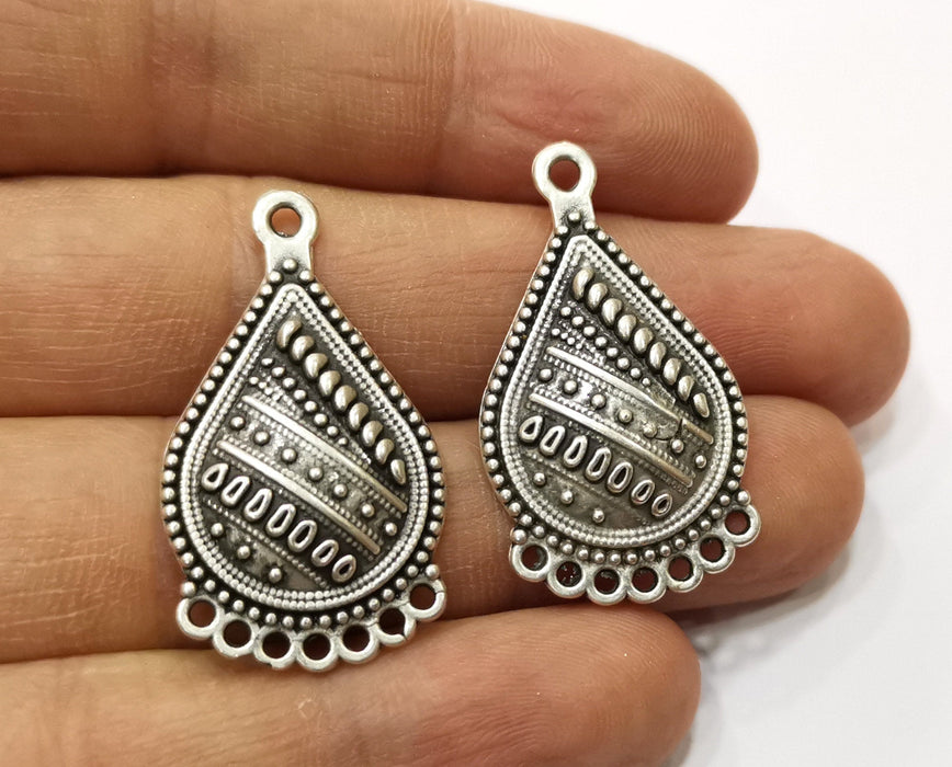 2 Silver Drop Charms Antique Silver Plated Charms (36.5x21mm)  G17959