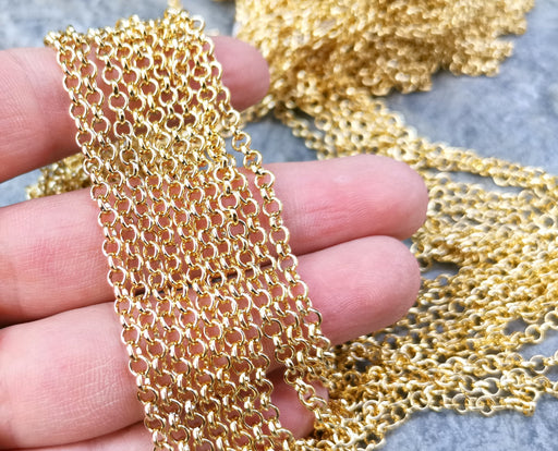 Shiny Gold Plated Chain , Link Chain 1 Meters - 3.2 ft.  (3.7 mm width)  G17971