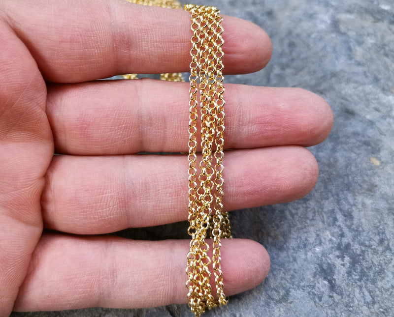 Shiny Gold Plated Chain , Link Chain 1 Meters - 3.2 ft.  (2.5 mm width)  G17970
