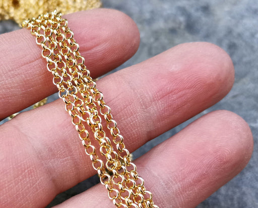 Shiny Gold Plated Chain , Link Chain 1 Meters - 3.2 ft.  (2.5 mm width)  G17970