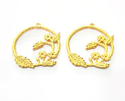 20 Branch, Leaf and Flower Gold Charms Gold Plated Charms  (40x36mm)  G19621