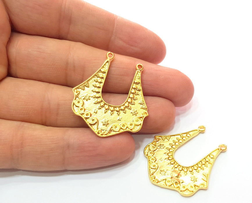 2 Gold Charms Gold Plated Charms  (37x32mm)  G17985