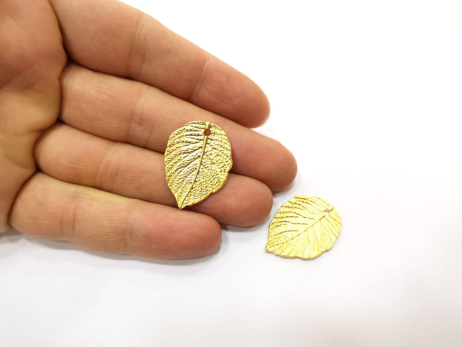 2 Leaf Charms Gold Plated Charms  (28x21mm)  G17994