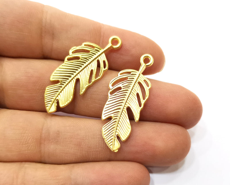 2 Leaf Charms Gold Plated Charms  (39x35mm)  G17995