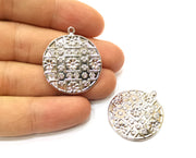 2 Shiny Silver Charms Shiny Silver Plated Charms (28mm) G17996