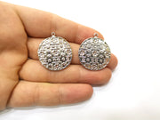 2 Shiny Silver Charms Shiny Silver Plated Charms (28mm) G17996