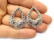 2 Shiny Silver Charms Shiny Silver Plated Charms (37x26mm) G17998