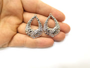2 Shiny Silver Charms Shiny Silver Plated Charms (37x26mm) G17998