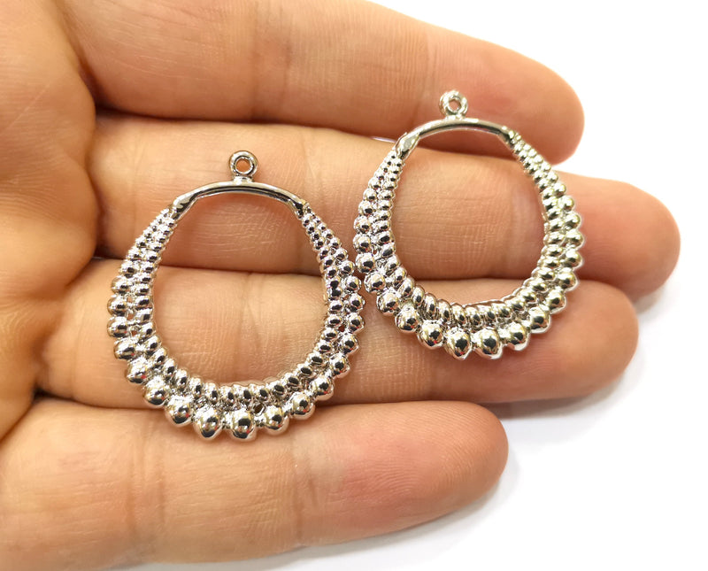 2 Shiny Silver Charms Shiny Silver Plated Charms (35x31mm) G17999