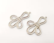2 Shiny Silver Charms Shiny Silver Plated Charms (49x31mm) G18000