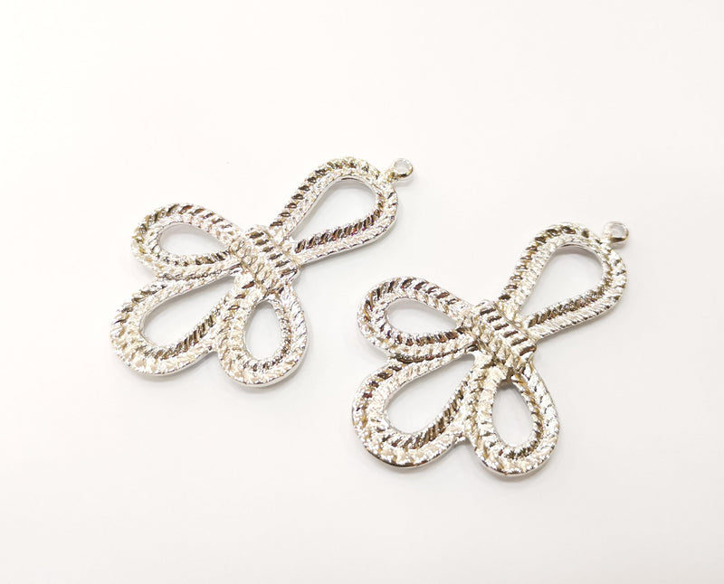 2 Shiny Silver Charms Shiny Silver Plated Charms (49x31mm) G18000