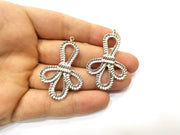 2 Shiny Silver Charms Shiny Silver Plated Charms (49x31mm) G18000