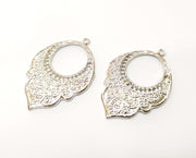 2 Shiny Silver Charms Shiny Silver Plated Charms (48x33mm) G18001