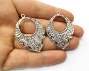 2 Shiny Silver Charms Shiny Silver Plated Charms (48x33mm) G18001