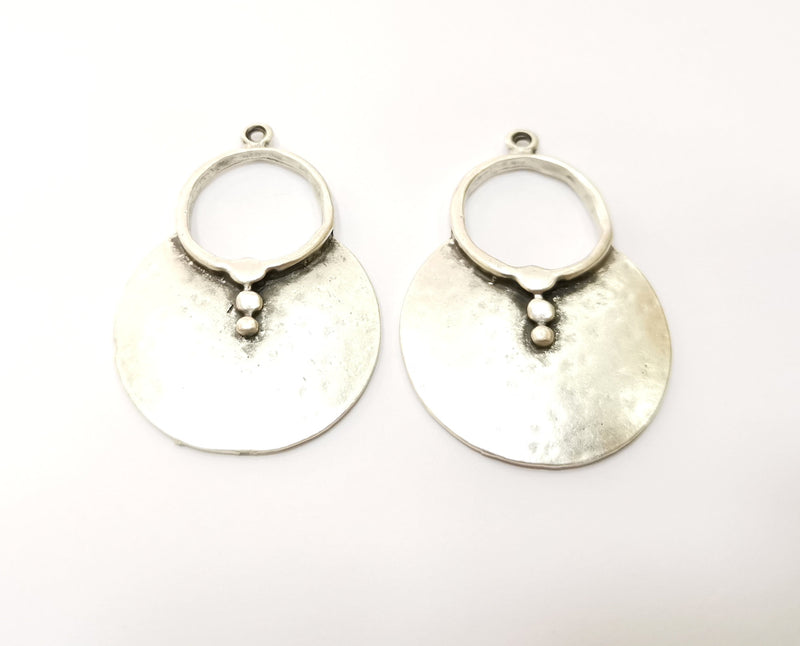 2 Silver Charms Antique Silver Plated Charms (52x36mm)  G18010