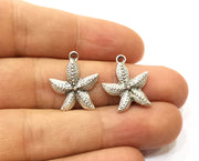 10 Starfish Charms Antique Silver Plated Charms (20x17mm)  G18009