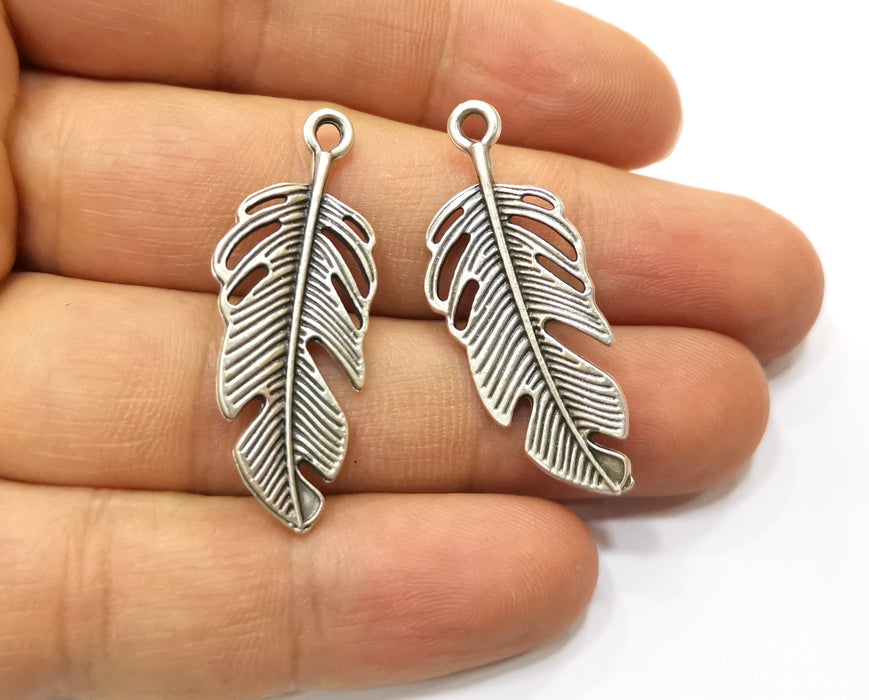 4 Leaf Charms Antique Silver Plated Charms (39x15mm)  G18012