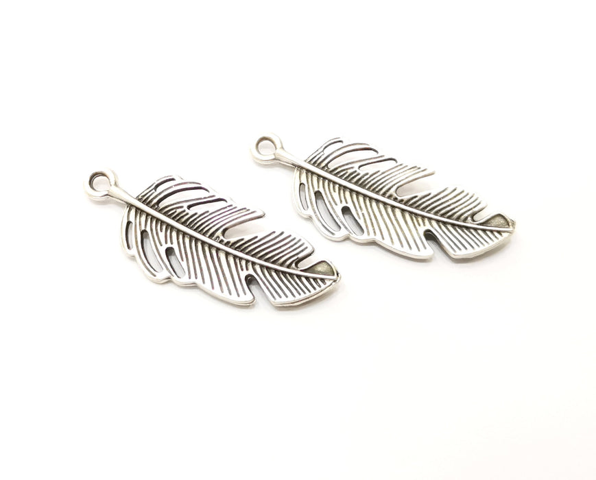 4 Leaf Charms Antique Silver Plated Charms (39x15mm)  G18012