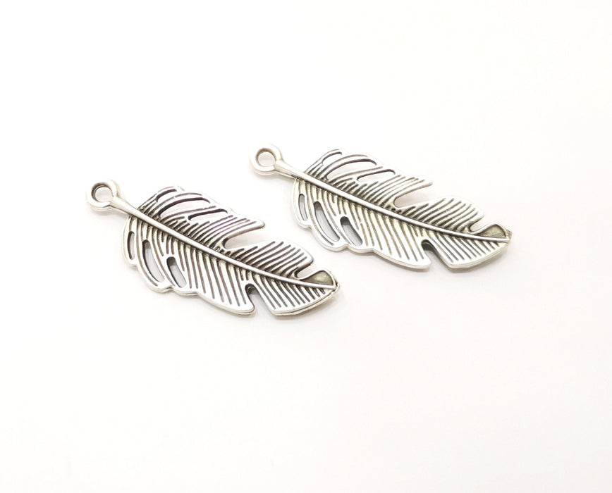 4 Leaf Charms Antique Silver Plated Charms (39x15mm)  G18012