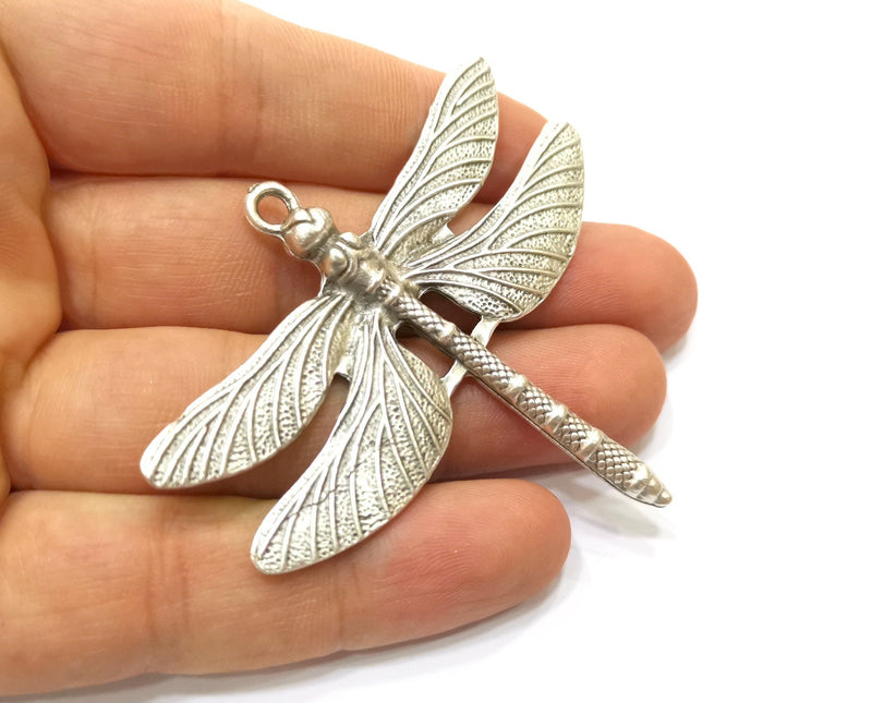 Dragonfly Pendant Large Pendant Antique Silver Plated Pendant (69x61mm)  G18016