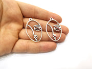 2 Silver Charms Antique Silver Plated Charms (40x26mm)  G18018