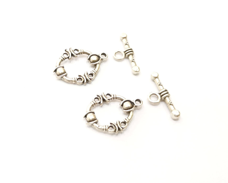 Toggle Clasps 10 sets Antique Silver Plated Toggle Clasp Findings 21x16mm+19x7mm  G18019