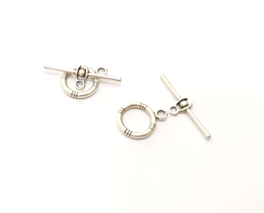 Toggle Clasps 10 sets Antique Silver Plated Toggle Clasp Findings 15x11mm+24x8mm  G18020