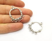 4 Silver Charms Connector Antique Silver Plated Charms (33x26mm)  G18021