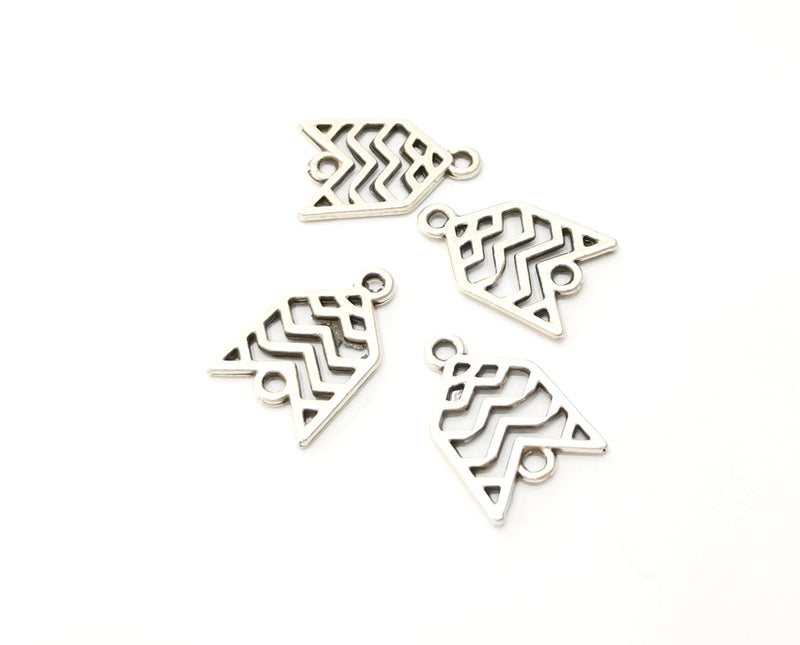 10 Silver Charms Connector Antique Silver Plated Charms (18x13mm)  G18024