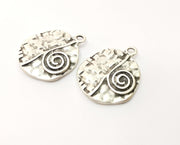 2 Silver Charms Antique Silver Plated Charms (28x23mm)  G18026