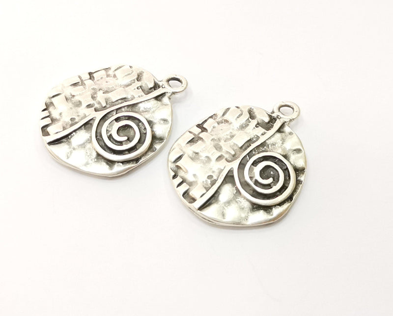 2 Silver Charms Antique Silver Plated Charms (28x23mm)  G18026