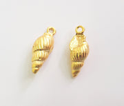 2 Oyster Charms Shell Charm Mussel Charms Sea Ocean Gold Pendant Gold Plated Shell Pendant (27x9mm)  G18029