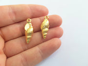 2 Oyster Charms Shell Charm Mussel Charms Sea Ocean Gold Pendant Gold Plated Shell Pendant (27x9mm)  G18029