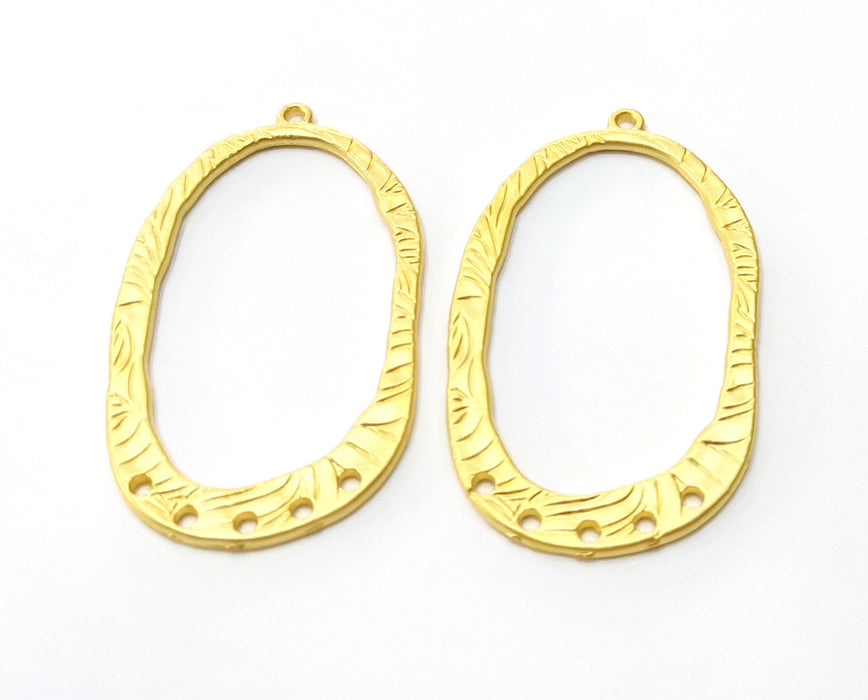 2 Gold Charms Connector with Five Holes Gold Plated Charms  (48x28mm)  G18031