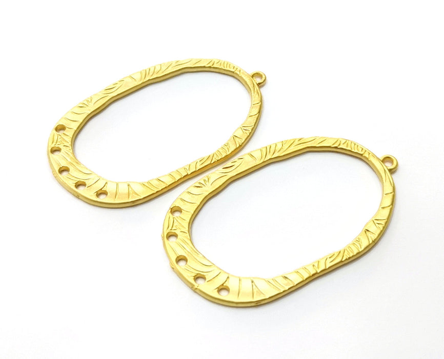 2 Gold Charms Connector with Five Holes Gold Plated Charms  (48x28mm)  G18031