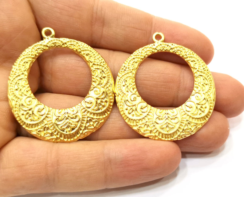 2 Gold Charms Gold Plated Charms  (43x38mm)  G18032