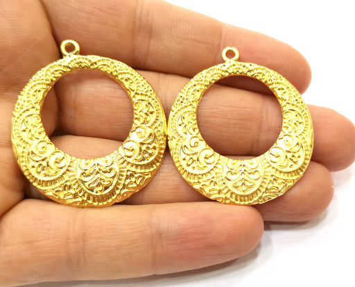 2 Gold Charms Gold Plated Charms  (43x38mm)  G18032